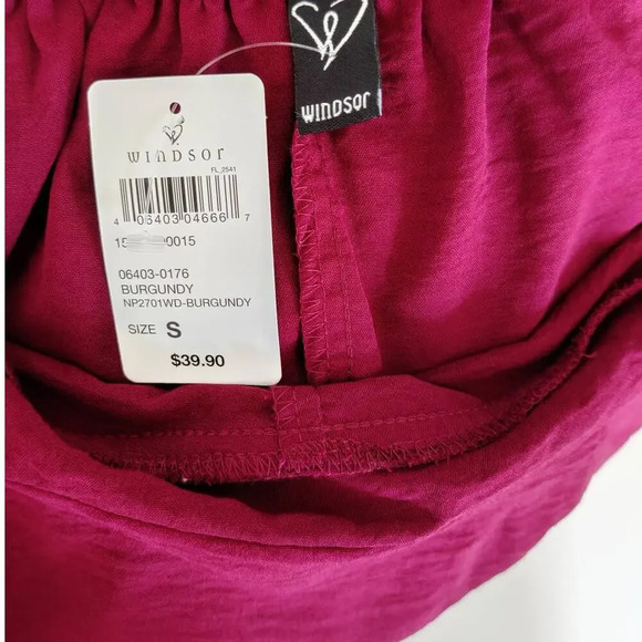 NWT Winsor Sleeveless Peplum Burgundy Romper Tie Back Size S - Picture 7 of 7